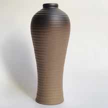Langwerpige Keramische Vaas - Zwart Bruin B: 21 cm × Ø 2.5 cm