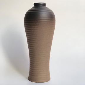 Langwerpige Keramische Vaas - Zwart Bruin B: 21 cm × Ø 2.5 cm